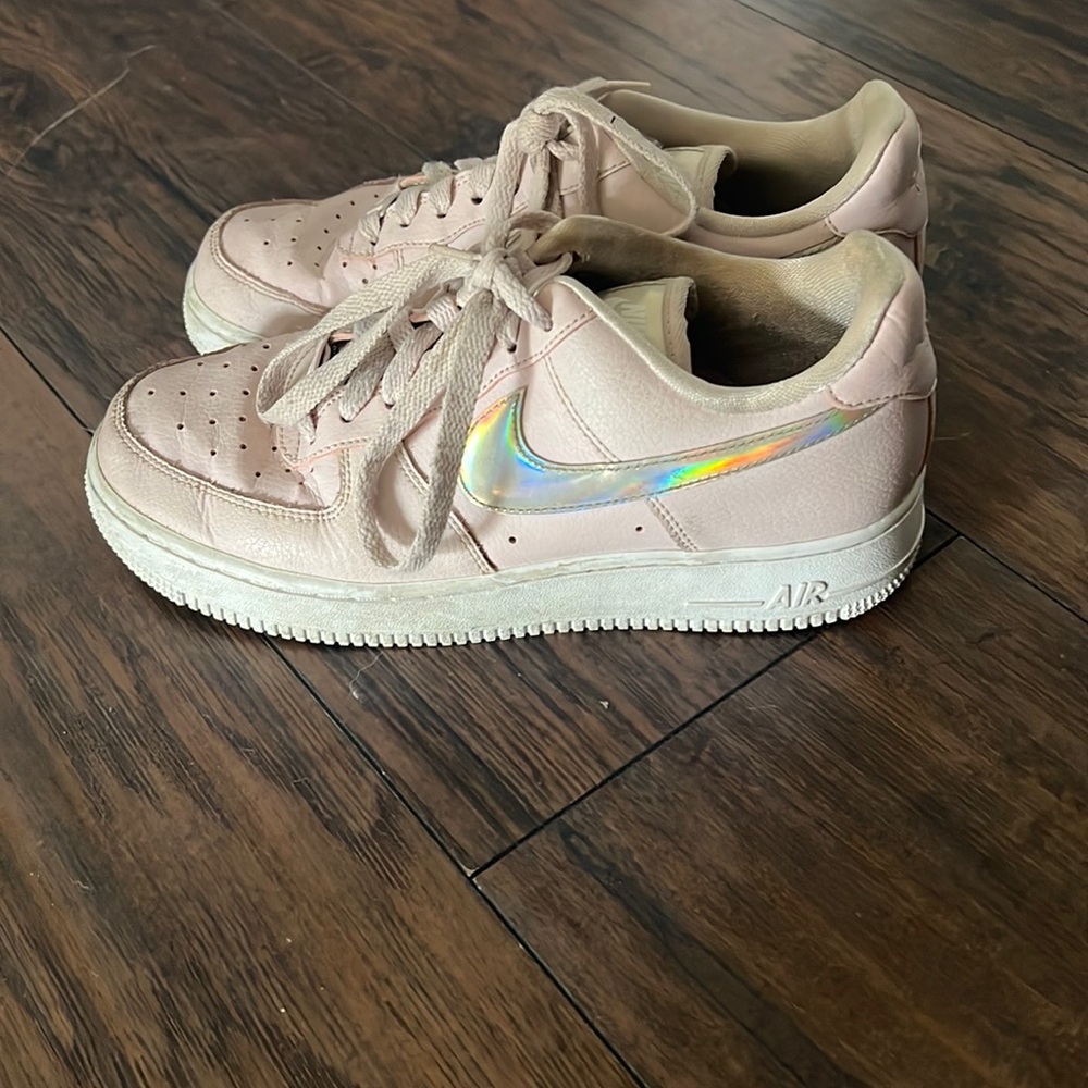 Nike Pink and Silver Sneakers Classic Low-Top Design